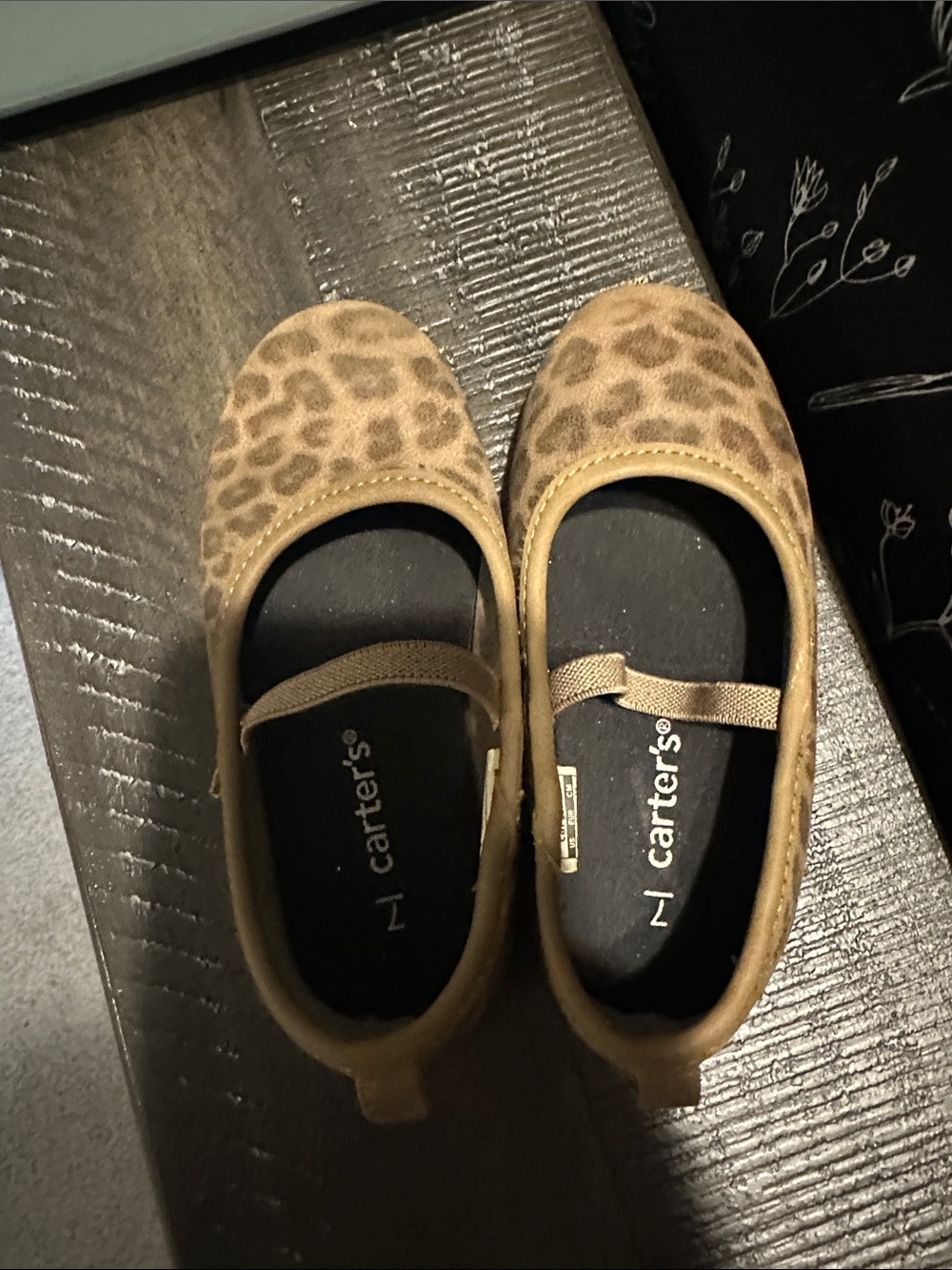 Carter's Girls Leopard Print Tan Ballet Flats with Elastic Strap